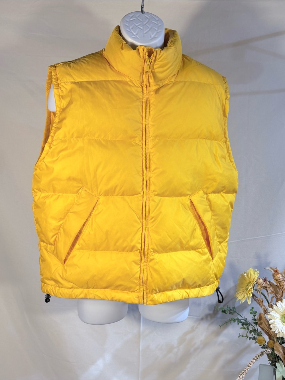 💥Lands’ End Men’s Goose Fill Down Puffer Vest Golden Yellow Sz M 38-40🧡